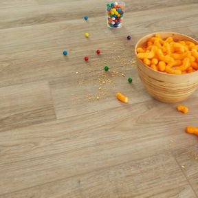 Food on the Sheet Vinyl Flooring